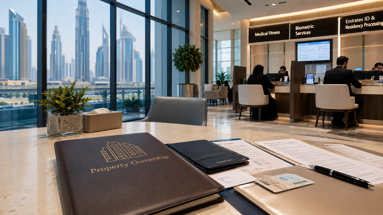 Dubai residency service environment representing Golden Visa processing for Gold Coast property investors