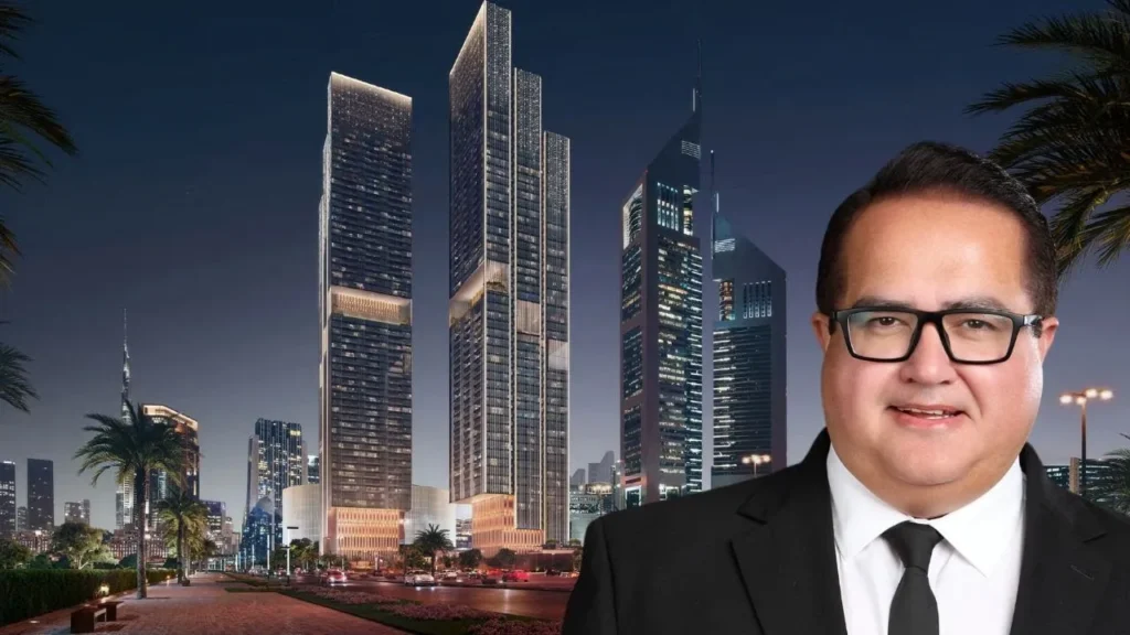 Luxury Dubai skyscraper development showcased during Dubai Property Show Australia 2026 highlighting modern real estate investment opportunities.